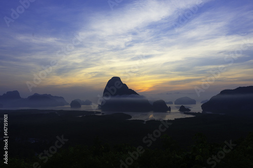 Sunrise at Phang Nga bay