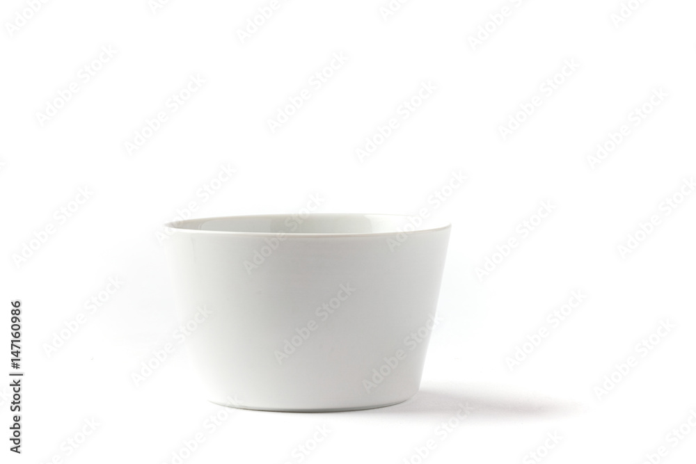 Closeup of a Small white bowl on a white background side view Closeup of a Small white bowl on a white background side view