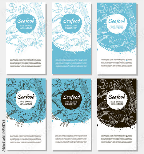 Vector flyers on the marine theme