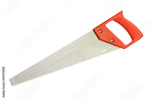 Hand saw isolated on white background photo