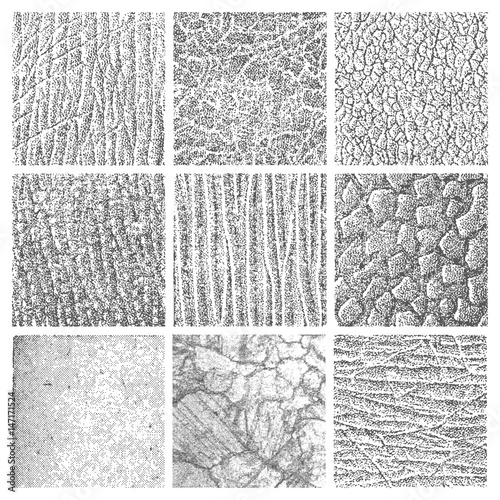 set of nine detailed grungy organic vector textures