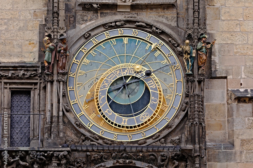Old astronomical clock detail
