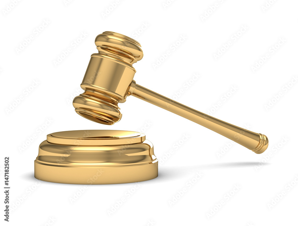 Golden judge gavel isolated on white (high resolution 3D image) Golden judge gavel isolated on white (high resolution 3D image)