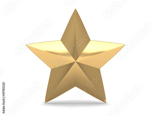 golden star isolated on white background 3D render