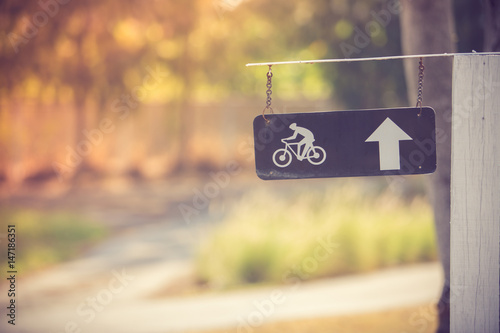 Bicycle sign, Bicycle Lane.Vintage color