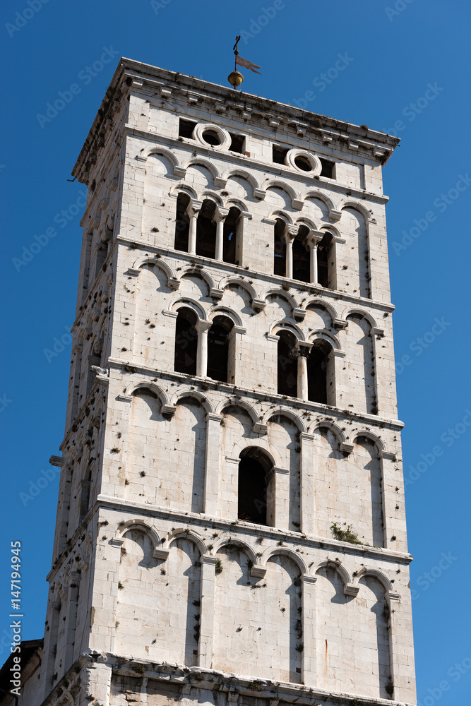 Bell tower of the church of San Michele in Foro - Lucca, Tuscany, Italy, Europe
