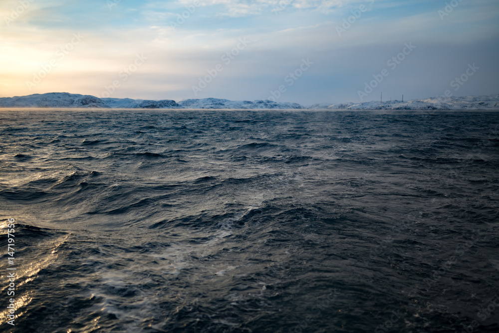 Barents Sea in Arctic Ocean. Kola Peninsula, Russia