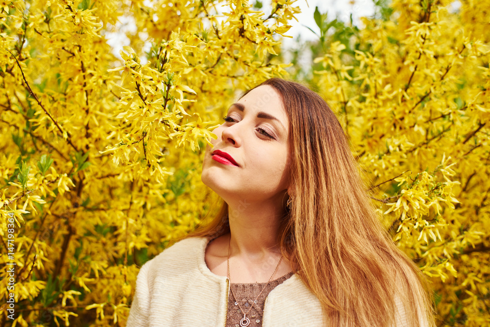 A portrait of woman with flowers A portrait of woman with flowers