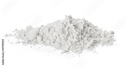 Slika na platnu Pile of flour isolated on white background