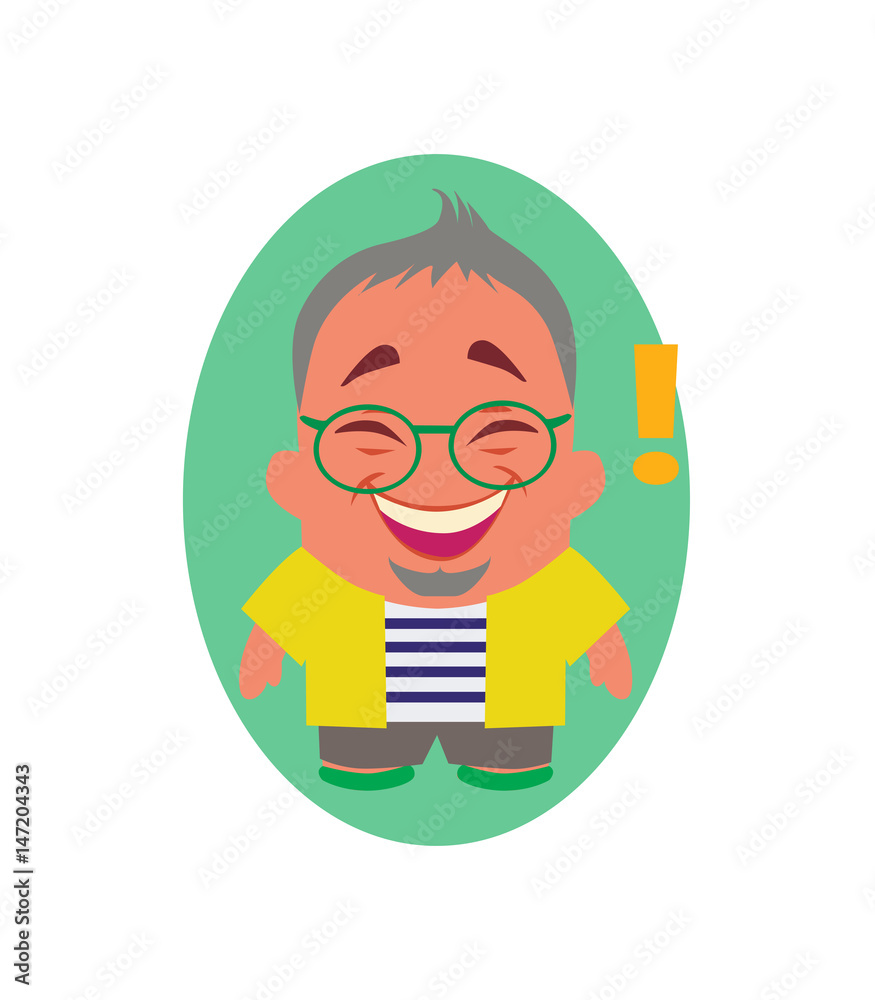 Laughing, Smiling and Happy Avatar of Little Person Cartoon Character in Flat Vector - Use as Emoji or Mascot, Male Illustration Isolated on White Background Laughing, Smiling and Happy Avatar of Little Person Cartoon Character in Flat Vector - Use as Emoji or Mascot, Male Illustration Isolated on White Background