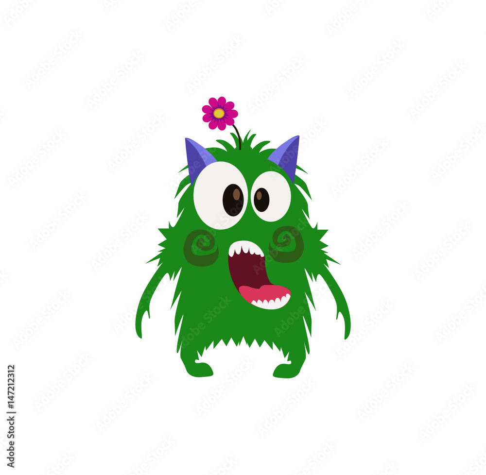 Scary Cool Monster Avatar - Animated Cartoon Character in Flat Vector - Use as Emoji, Mascot or Illustration Isolated on White Background