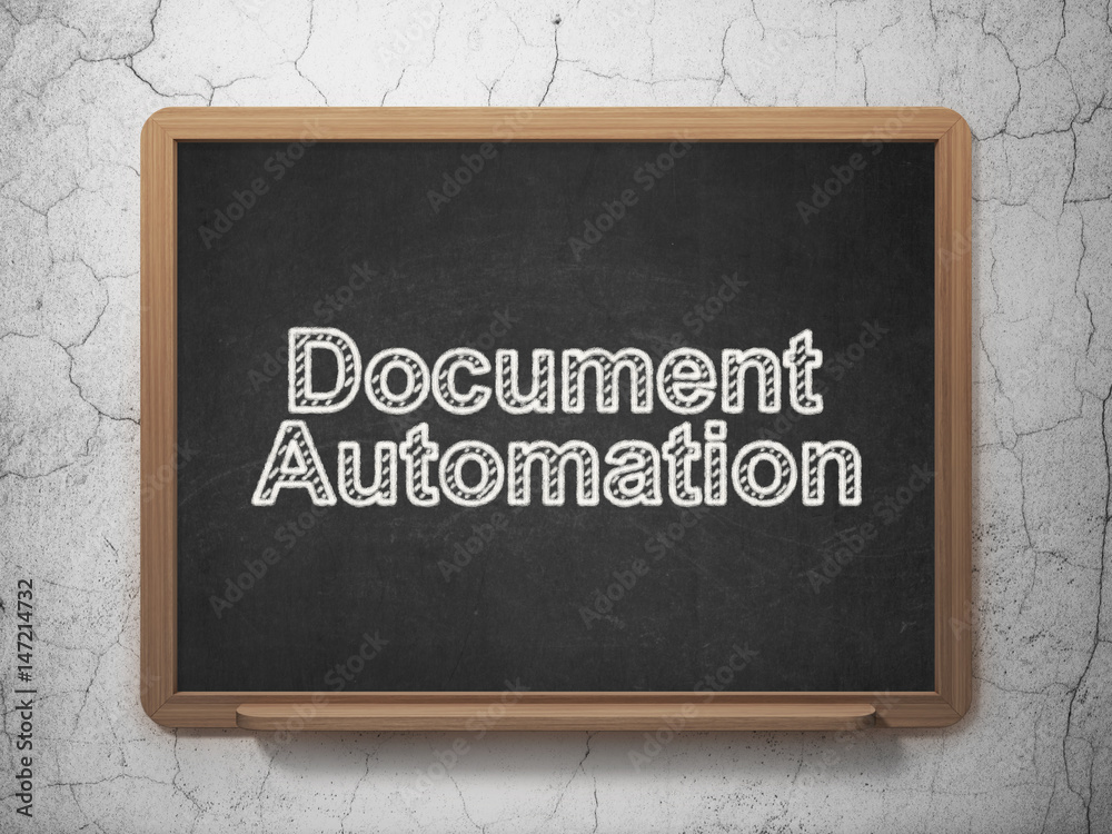 Business concept: Document Automation on chalkboard background