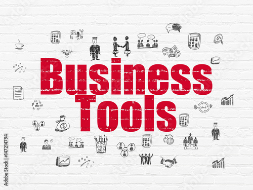 Finance concept  Business Tools on wall background