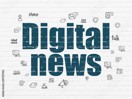 News concept  Digital News on wall background