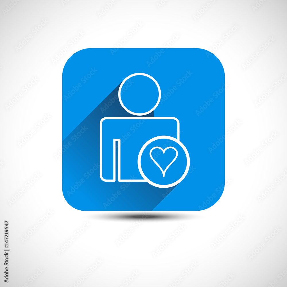 Blue flat love heart user profile icon vector illustration icon Blue flat love heart user profile icon vector illustration icon