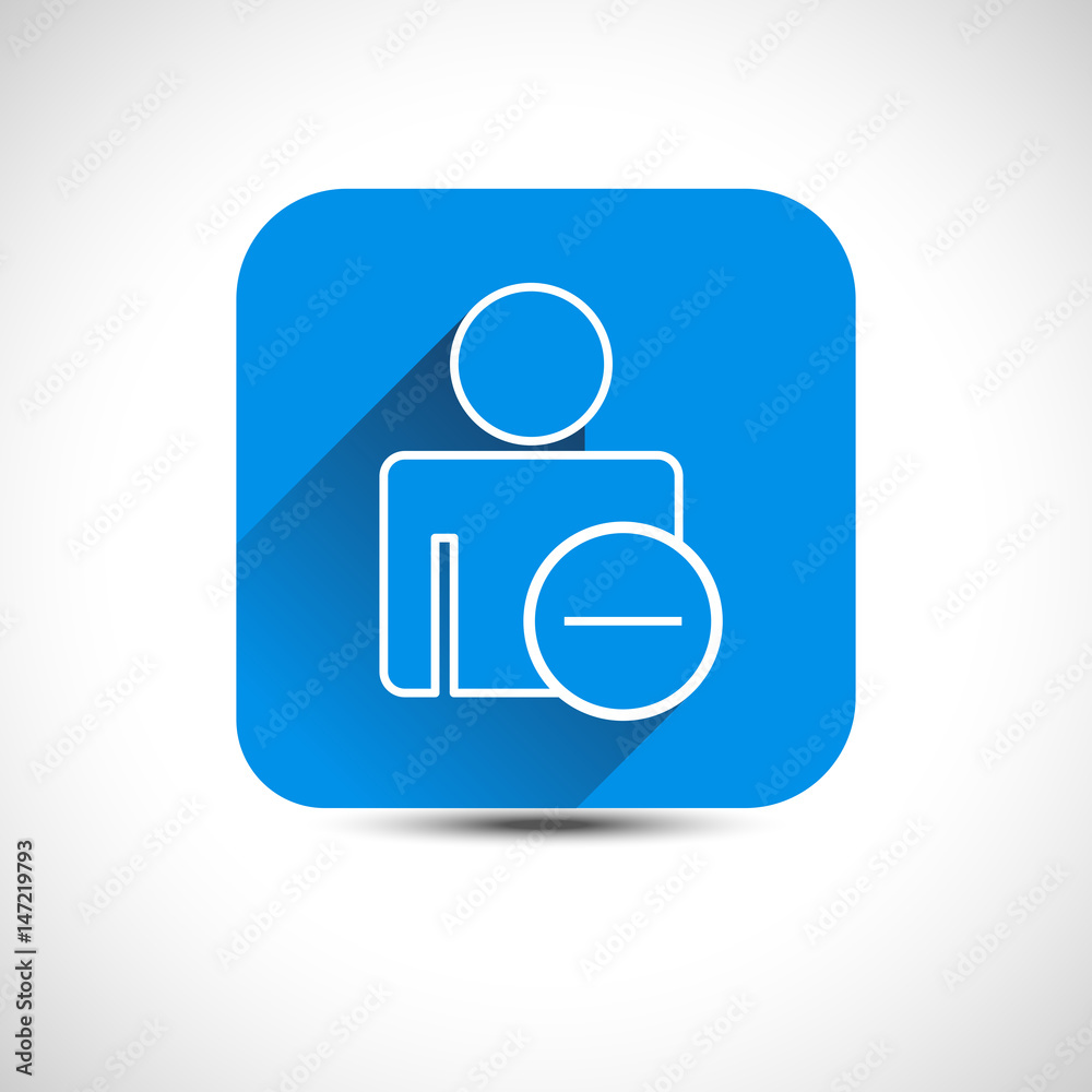 Blue flat remove user profile icon vector illustration icon Blue flat remove user profile icon vector illustration icon
