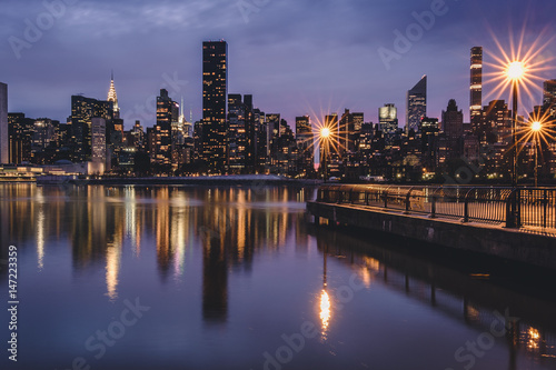 Manhattan skyline seen from the East River side in Queens  New York City
