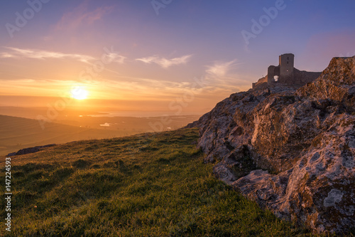 Enisala fortress at sunset, Dobrogea, Romania