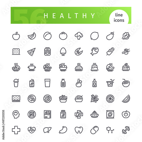 Healthy Food Line Icons Set