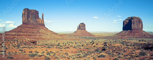 View of Monument valley under the blue sky