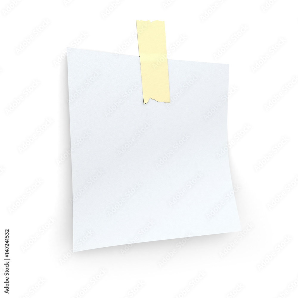 White note held by adhesive tape White note held by adhesive tape