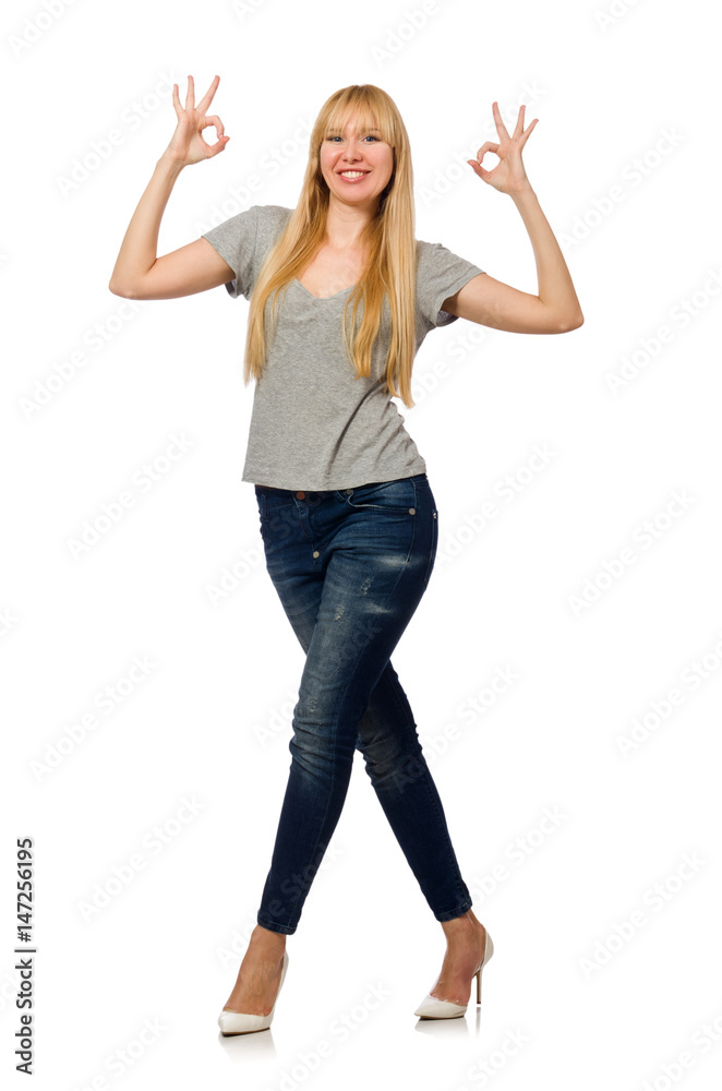 Nice woman model isolated on the white background