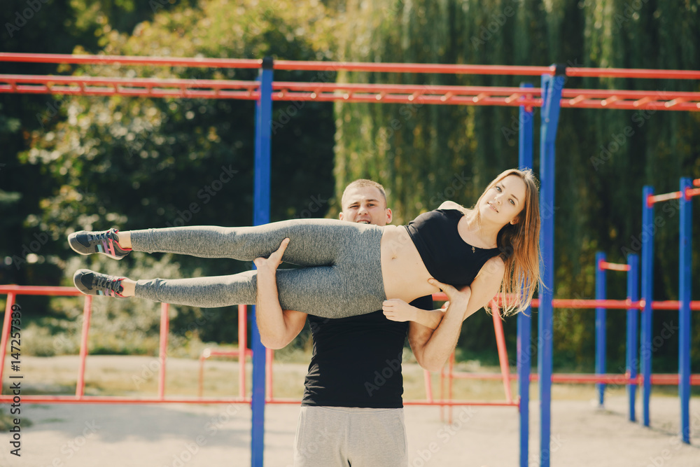 Fototapeta premium man and woman in park