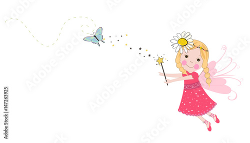 Cute spring fairy tale vector. Spring time background