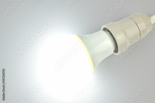 Lit up light bulb with light-emitting diode technology of cold light