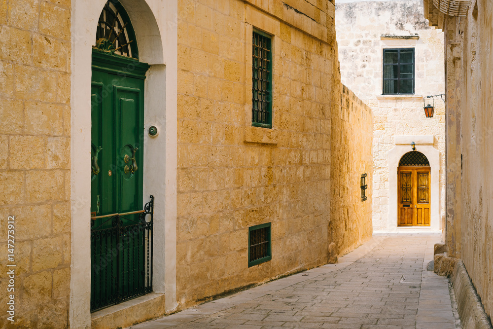Narrow street of Silent City, Mdina, Malta