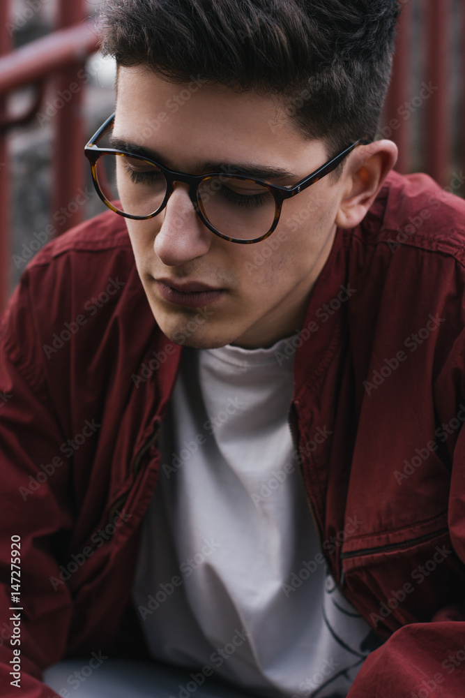 Obraz premium Portrait of a young sad man