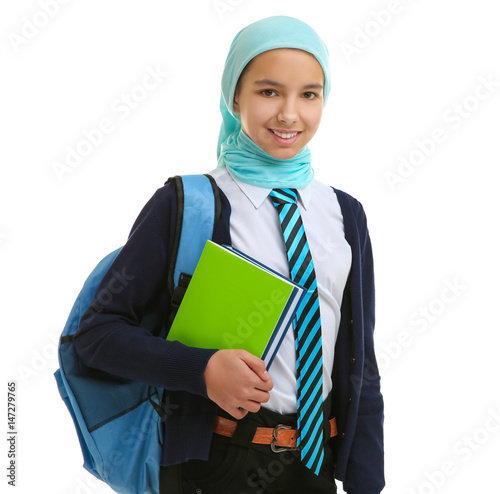 Cute girl with backpack and...