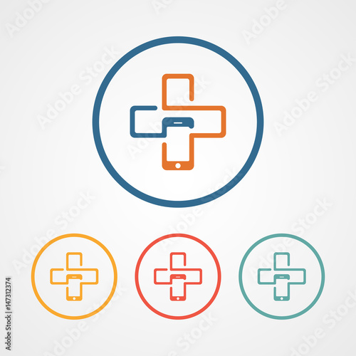 mobile repair logo icon with cross icon