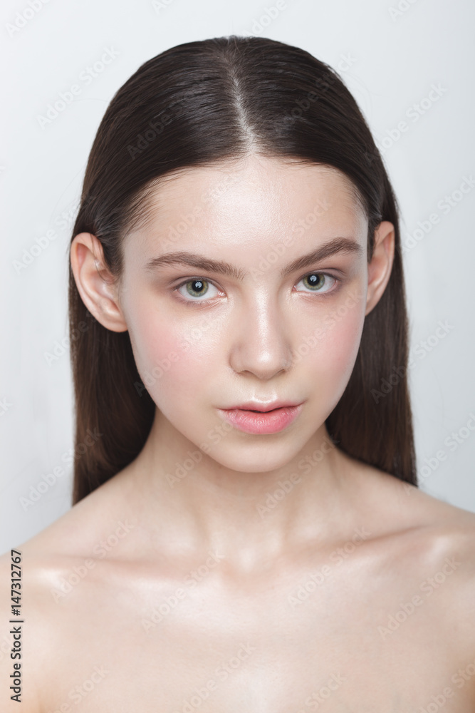beauty woman head and shoulders portrait, clear shiny skin beauty woman head and shoulders portrait, clear shiny skin