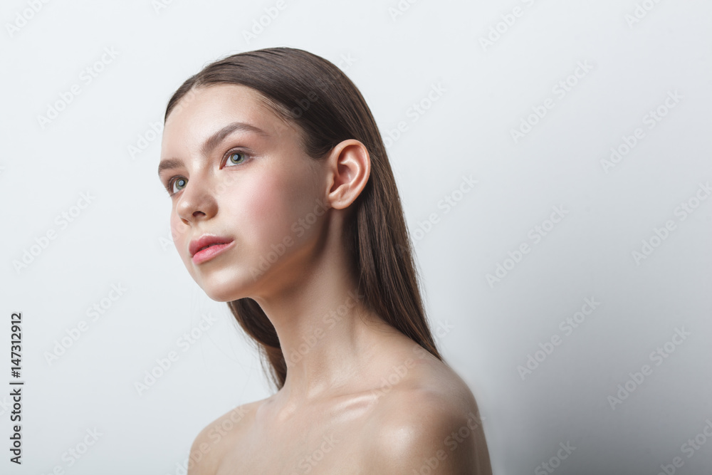 beauty woman head and shoulders portrait, clear shiny skin beauty woman head and shoulders portrait, clear shiny skin