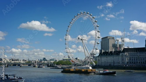 Boat Passes London Eye On River Thames