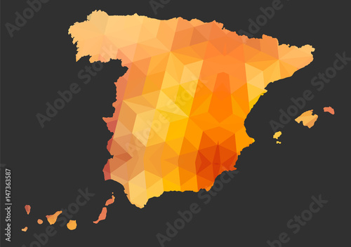 Fotografie, Obraz The Spanish Map of Polygonal Style