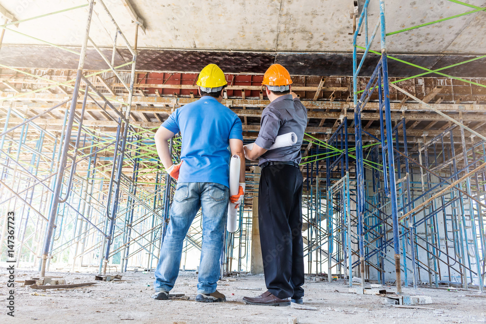 two business man construction site engineer