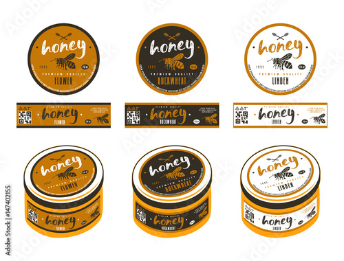 Set of templates labels for honey