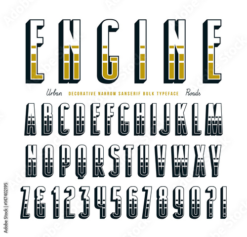 Decorative sanserif bulk font in biker style