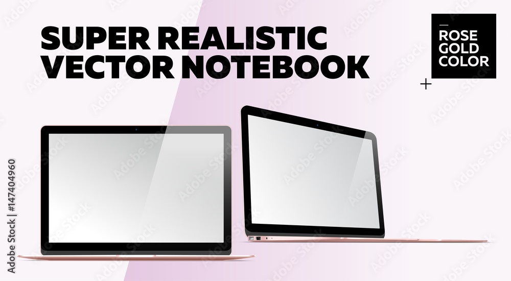 Super Realistic Vector Notebook with Blank Screen. Super Realistic Vector Notebook with Blank Screen.