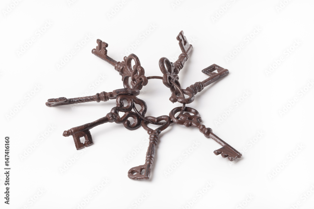 Bunch of old keys on a light background Bunch of old keys on a light background