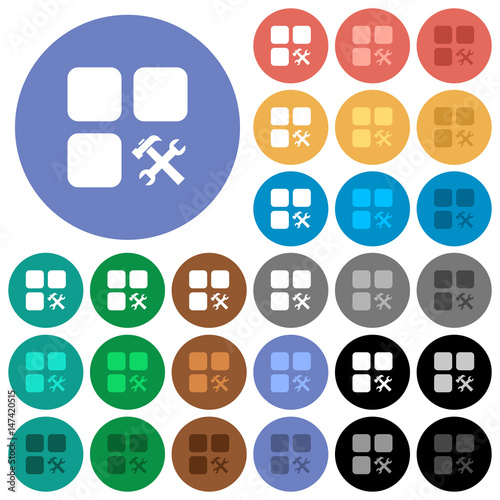 Component tools round flat multi colored icons
