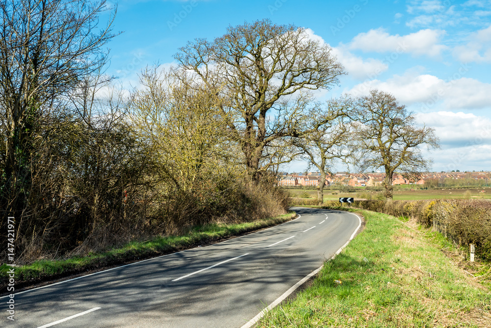 Sunny Day View of Empty UK Country Road