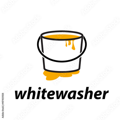 Vector sign,  bucket with paint. Whitewasher and DIY concept