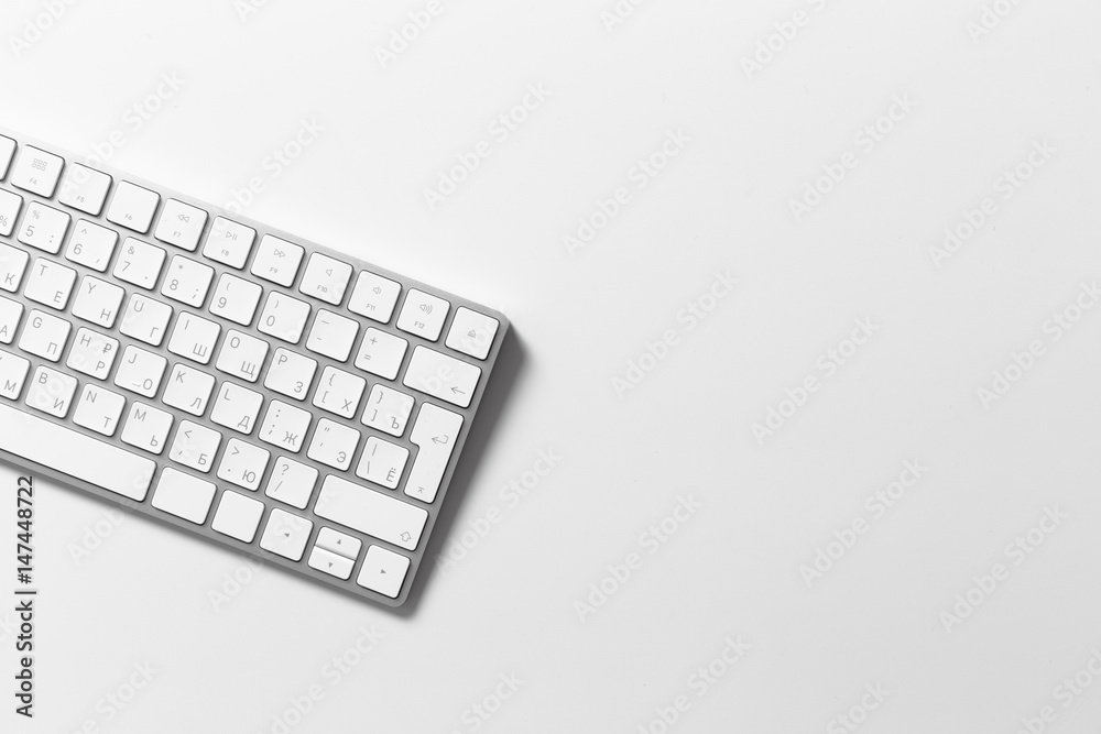 Office table with keyboard Isolated on white background
