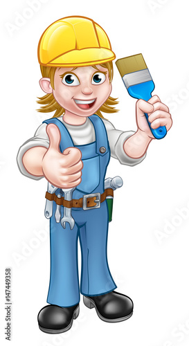 Woman Painter Decorator Cartoon Character