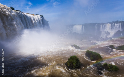Waterfall Cataratas del Iguazu on Iguazu River  Brazil