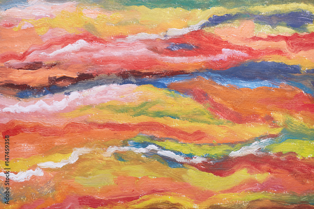 Abstract art background. Orange, yellow, red, blue texture. Brushstrokes of paint. Hand-painted picture. Contemporary art. Abstract art background. Orange, yellow, red, blue texture. Brushstrokes of paint. Hand-painted picture. Contemporary art.
