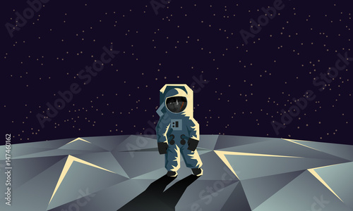 Fotografia Astronaut on the polygonal moon surface